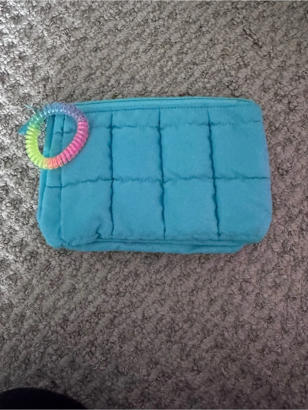 Blue Quilted Kids Pouch with Heart, 'L' Letter & Lightning Patch